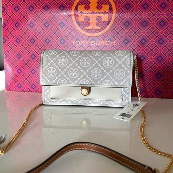 New , tory burch T monogram chian crossbody wallet - Picture 4 of 14